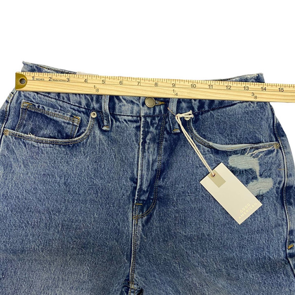 Good American Jeans Women's Size 28 Blue 90's Duster Straight Leg Distressed - Picture 12 of 15